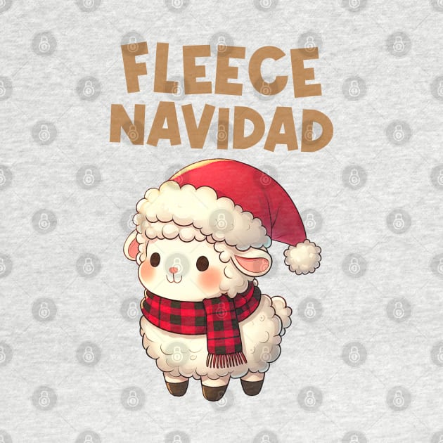 Fleece Navidad Cute Christmas Sheep by Takeda_Art